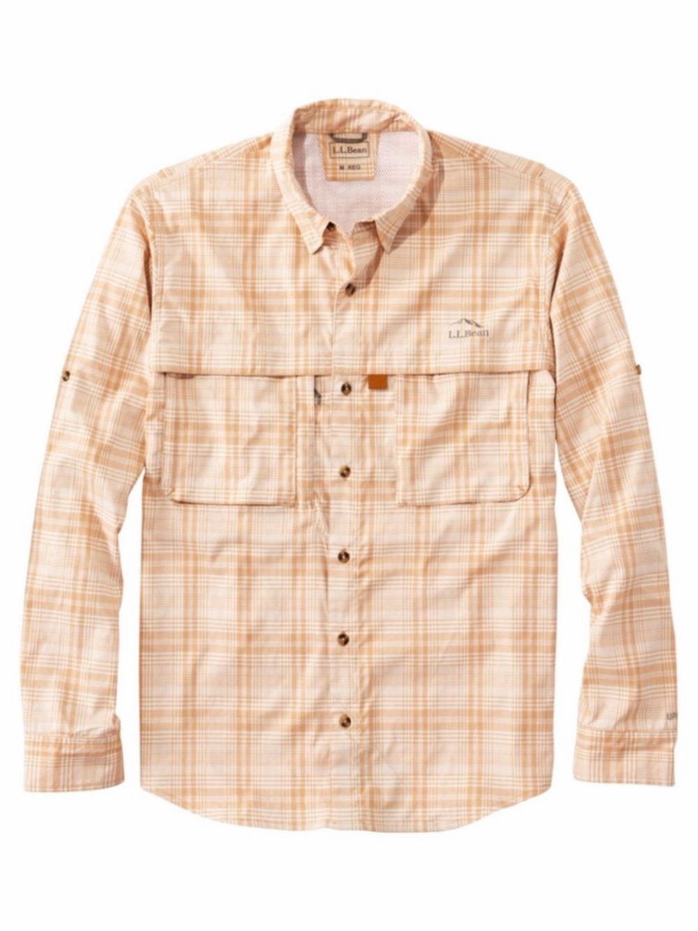 NWT L.L. Bean Tropicwear Shirt Dark Amber Plaid SunSmart Long Sleeve
